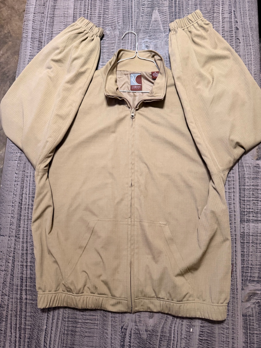 Men's Zip-Front Sweatshirt Jacket in Beige